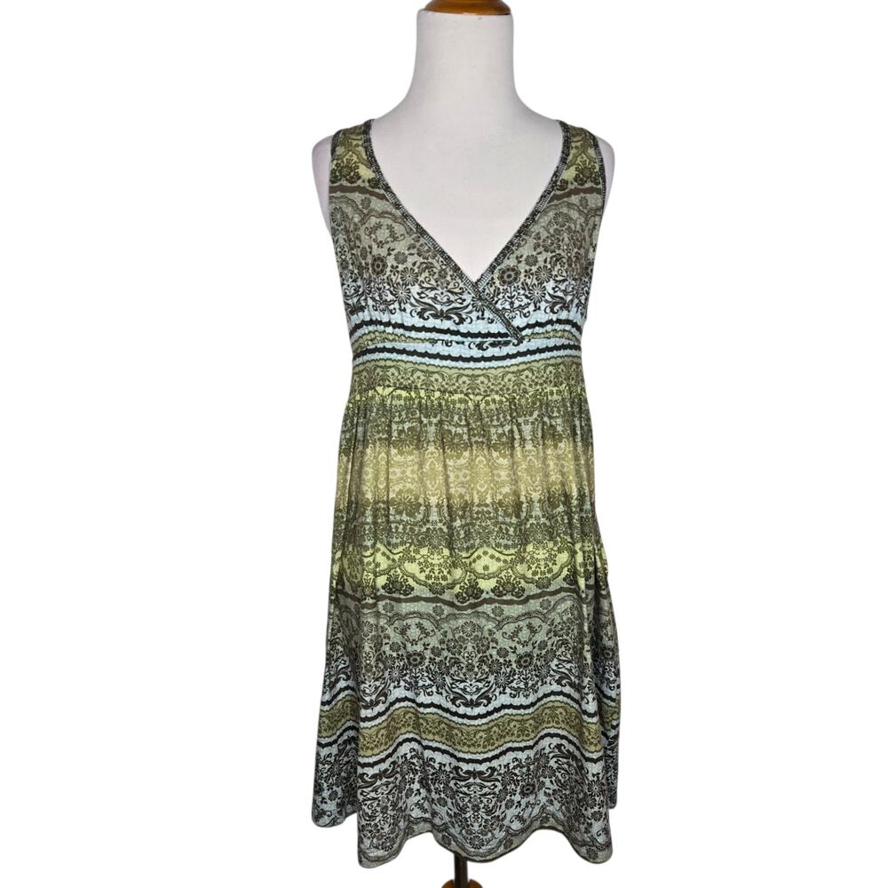 Vintage Y2K Mudd Babydoll Dress Granola Earthy Surfer Green Ombre Women Large